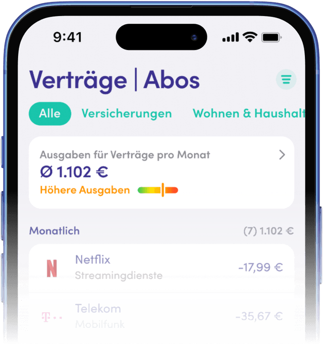 Verträge und Abos in der Finanzguru App – monatliche Ausgaben im Überblick