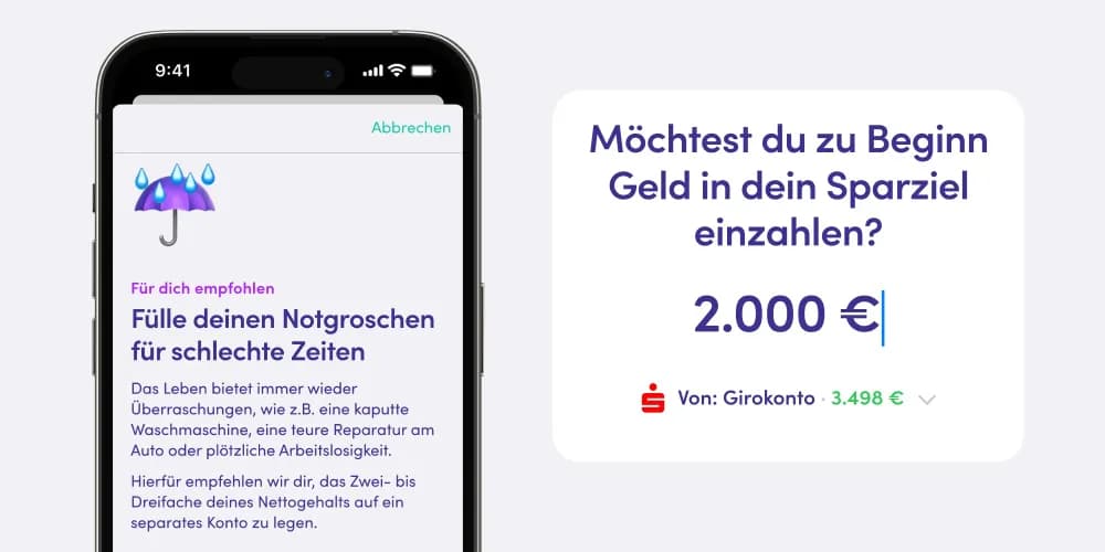 Sparziel Einzahlung für Spar App Finanzguru Schaubild