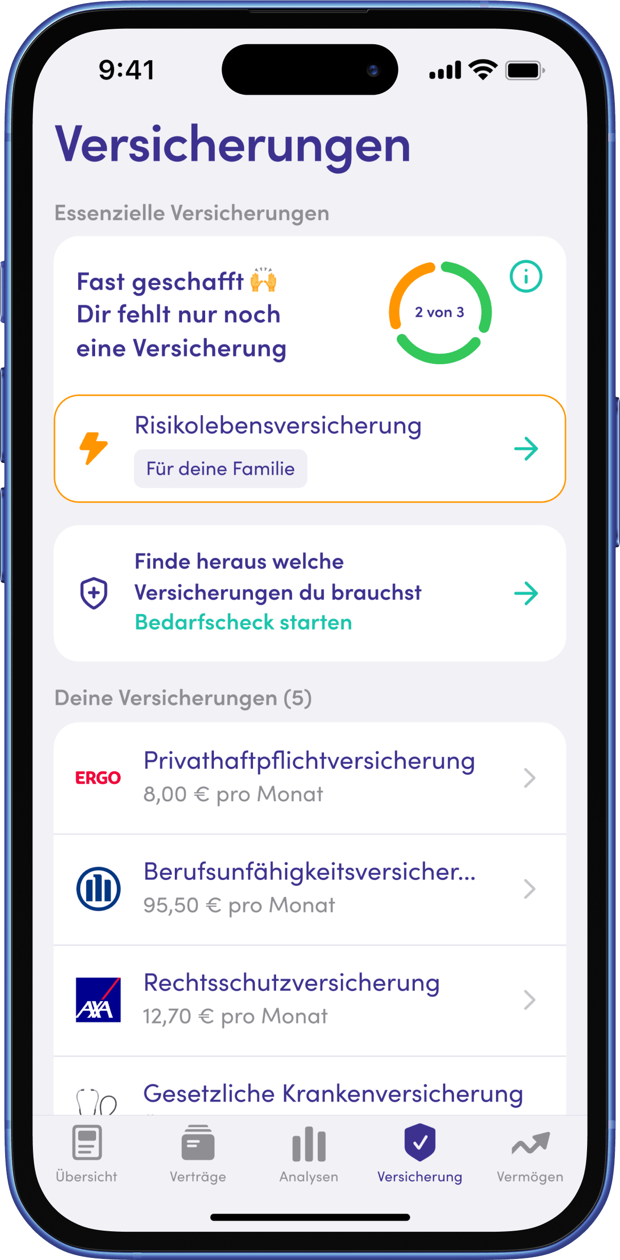 Risiken absichern Screenshot